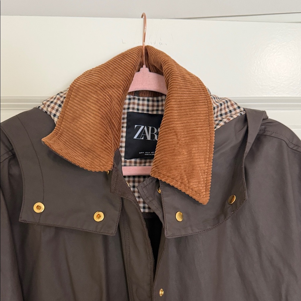 Zara Brown Cape with Corduroy Collar - Picture 2 of 5